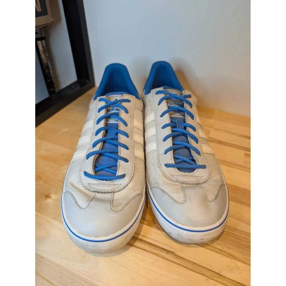 Adidas Samoa‎ Casual Sneakers White Blue Stripe Athletic Shoes Size 12 B2